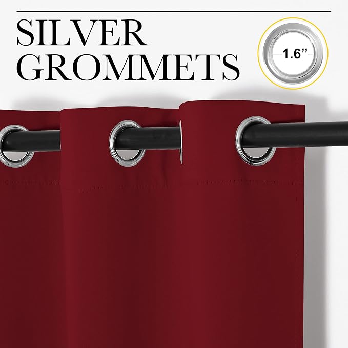 NICETOWN Christmas Burgundy Red Blackout Drapes - Image 3