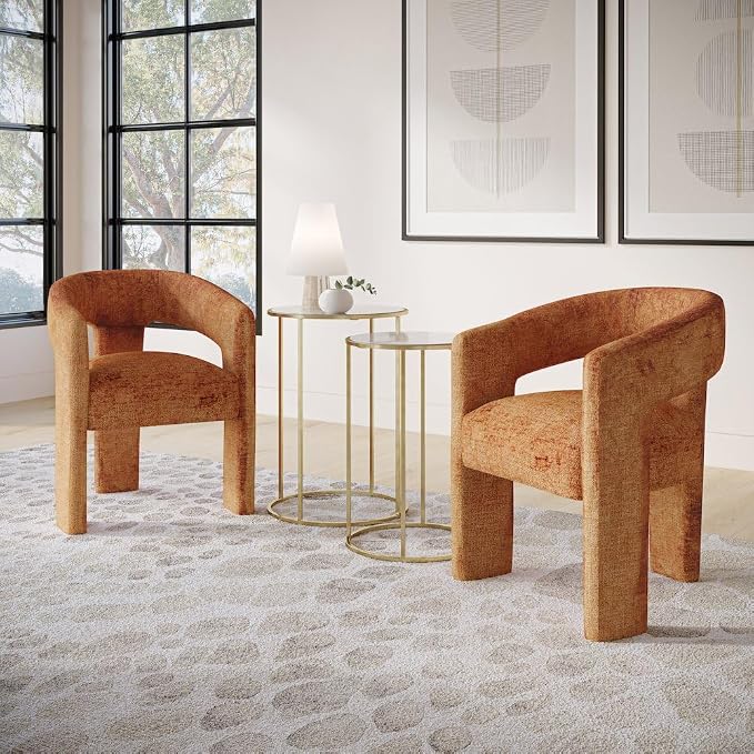 Jofran Gwen Jacquard Upholstered Accent Chair, Modern Luxury Plush Sculptural - Image 2