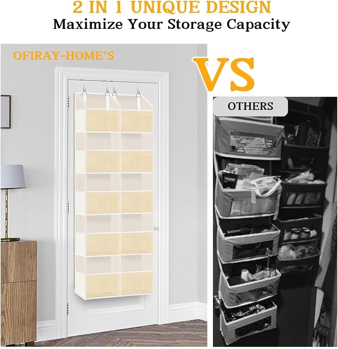 Over The Door Organizer 5 Tiers, Extra Large Behind Door Storage of 10 - Image 5