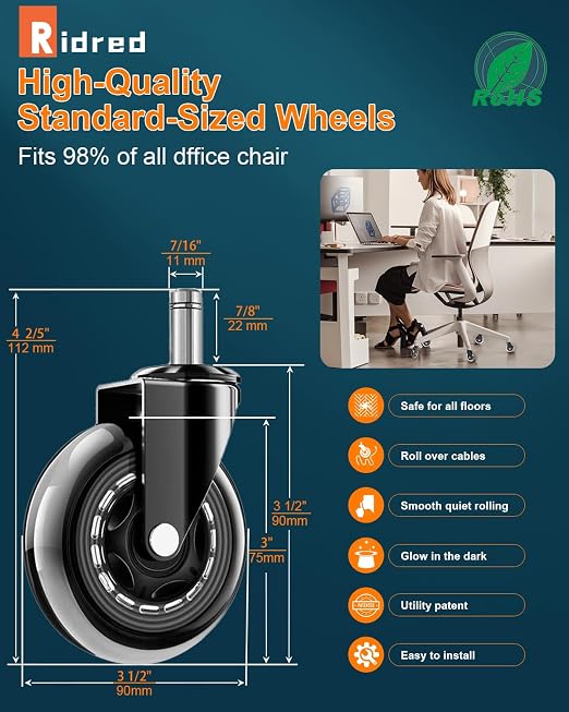 RidRed Office Chair Wheels - Image 2