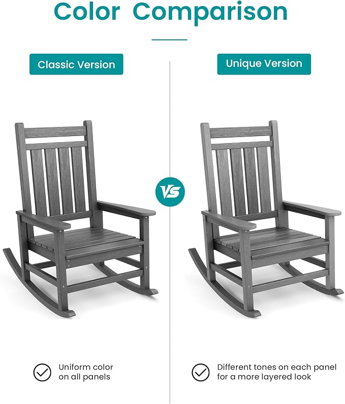 SERWALL Outdoor Rocking Chair Set of 4, HDPE Rocking Chair - Image 9