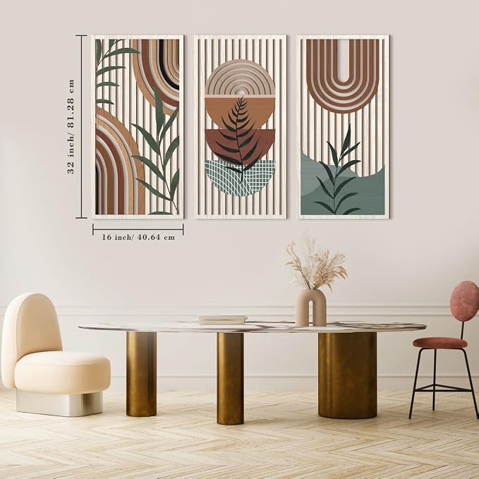 IARTTOP Large Boho Wood Wall Art 16x32 Inch Mid Century Modern Bohemian Wooden - Image 8