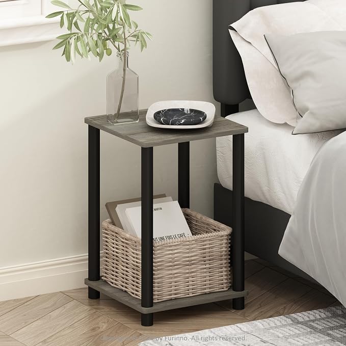 Furinno Turn-N-Tube Night Stand, 2-Tier Open Shelf Design Nightstand, Toolless by Furinno-FitsYourSpaceFitsYourBudget