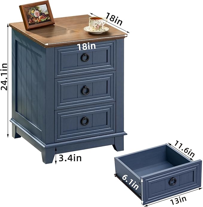 Joaxswe Night Stand Set of 2, Farmhouse 18" End Table - Image 3