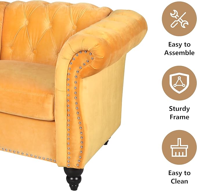 QHITTY 2 Piece Living Room Set, Sectional Chesterfield Sofa Chair Contemporary - Image 5