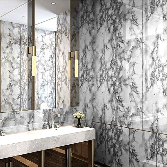 Livelynine 24 X394 Wide Marble Peel and Stick Wallpaper Kitchen Vinyl Wrap - Image 5