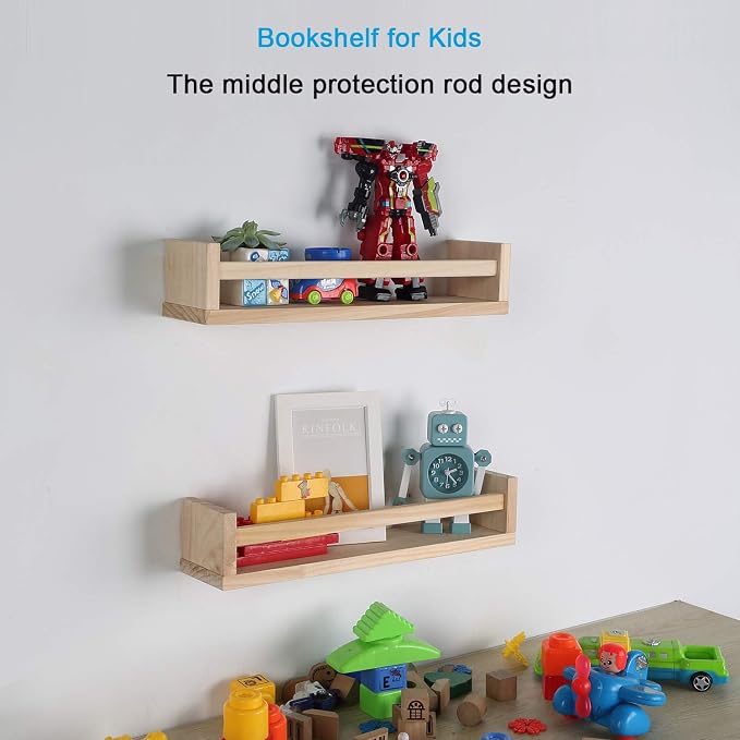 JORIKCHUO Nursery Book Shelves, Kitchen Spice Rack, or Rustic Wall Mounted - Image 6