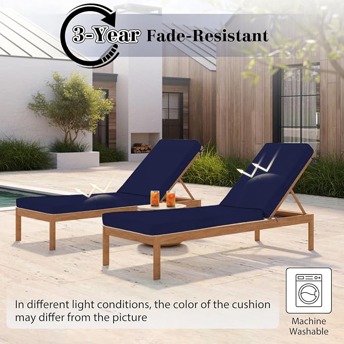 Chaise Lounge Cushions Outdoor, 4 Adjustable Ties Lounge Chair Cushions - Image 6