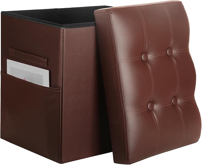 Ottoman with Storage, Folding Foot Rest Stool with Thicker Foam Padded Seat. by YourHomeDeservesBetter