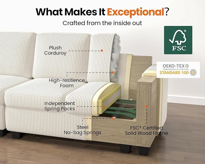 CHIC HOUSE Modular Sectional Sofa - Image 8
