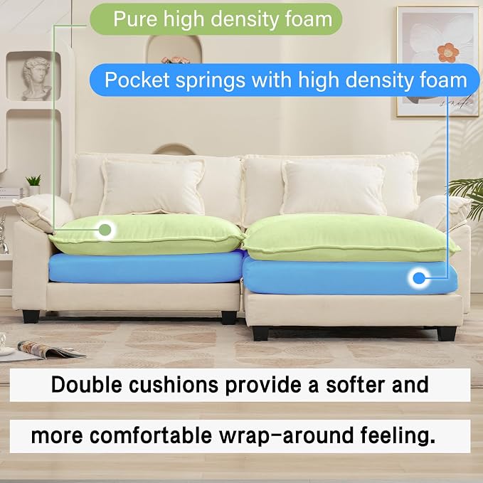 Oprisen 86" Modular Sectional Sofa, Comfy Cloud Couch Sectional Sofa - Image 3