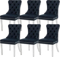 KCC Velvet Dining Chairs Set of 6, Upholstered High-end Tufted Dining Room Chair by KCC