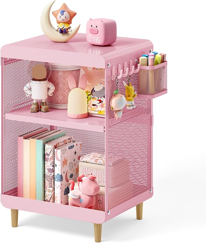 SYKIARIOL Kids Nightstand for Girls, Metal Bedside Table by SYKIARIOL