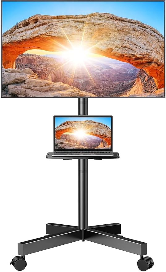 Perlegear Rolling TV Stand for 23-60 Inch LED Flat Screen/Curved TVs up to 88lbs by Perlegear