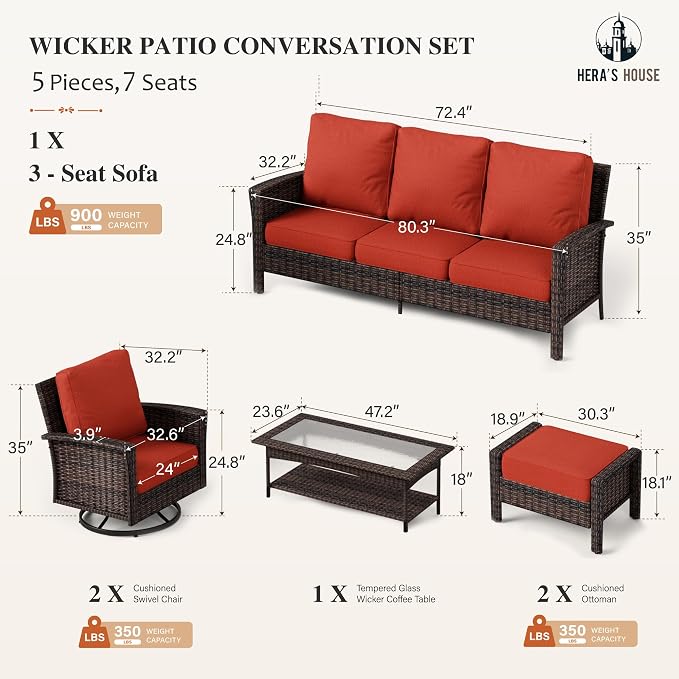 HERA'S HOUSE Red Outdoor Furniture Set - Image 6