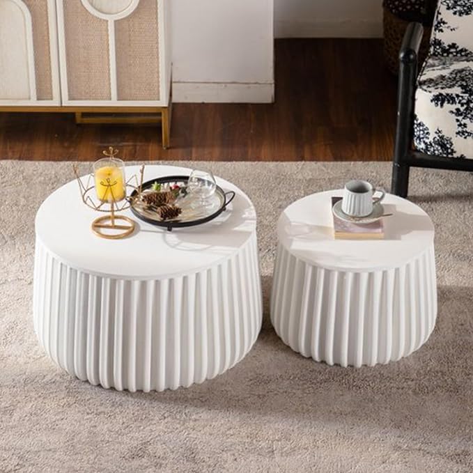 46.46'' White Round Coffee Table Set of 2 - Image 5
