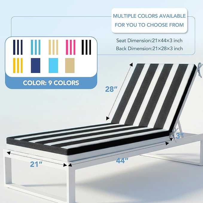 L'AGRATY Outdoor Lounge Chaise Cushion: 72x21x3 Inch Waterproof Lounge Chair - Image 2