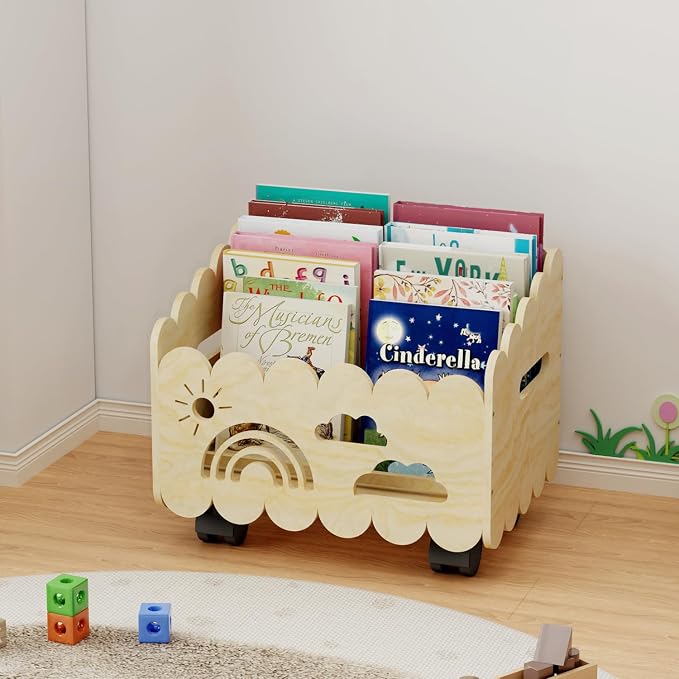 Wood Kids Bookshelf, Montessori Bookshelf, by Unknown