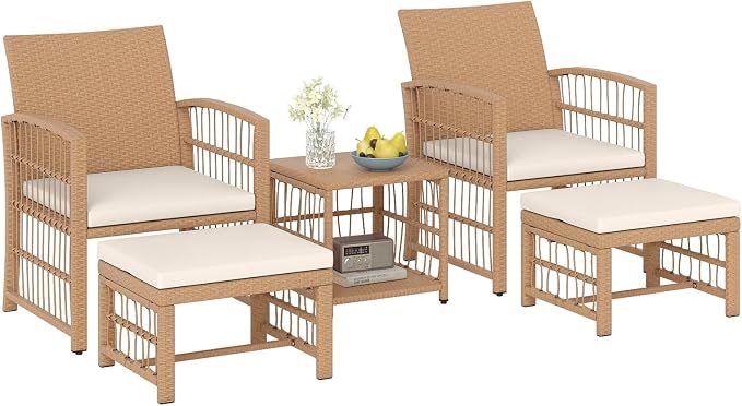 Tangkula 5 Pieces Patio Wicker Conversation Set, Outdoor Furniture Set by TANGKULA