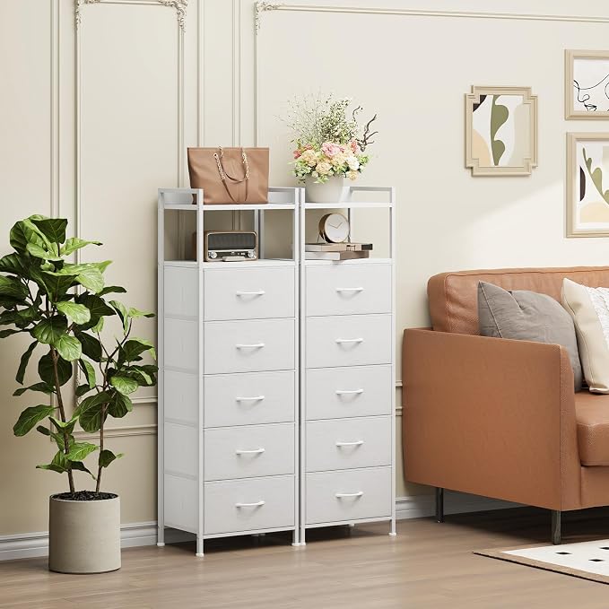 Somdot Tall Dresser for Bedroom, 5 Drawers Nightstand Vertical Storage Tower - Image 4