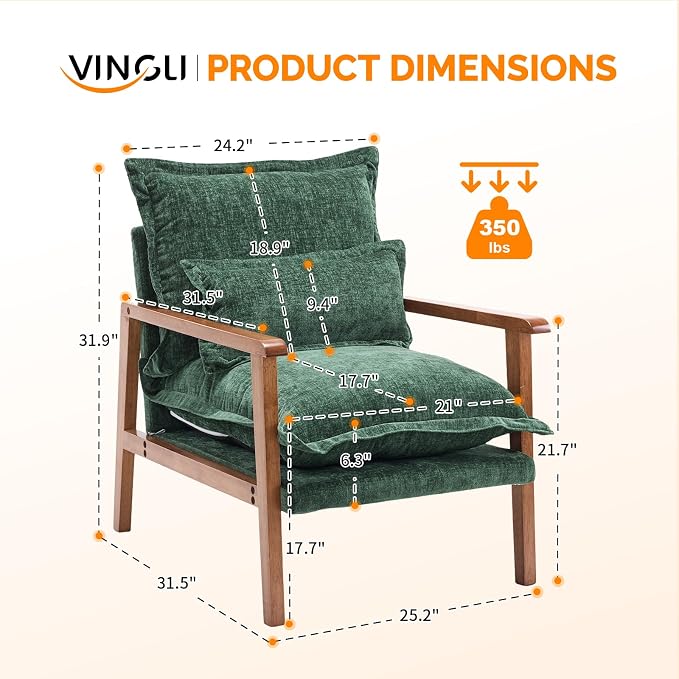 VINGLI Mid-Century Modern Cloud Accent Armchairs set of 2 - Image 2