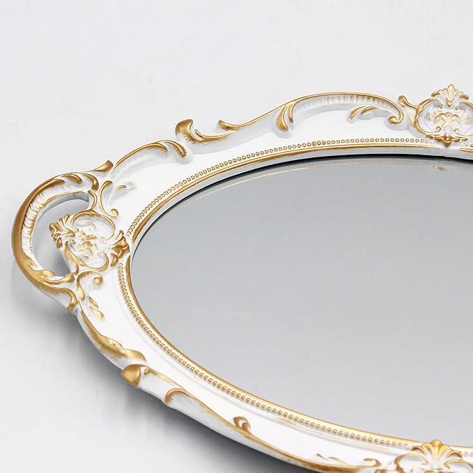 YCHMIR Vintage Mirror Small Wall Mirror 14.5 x 10 inchs Oval White - Image 6