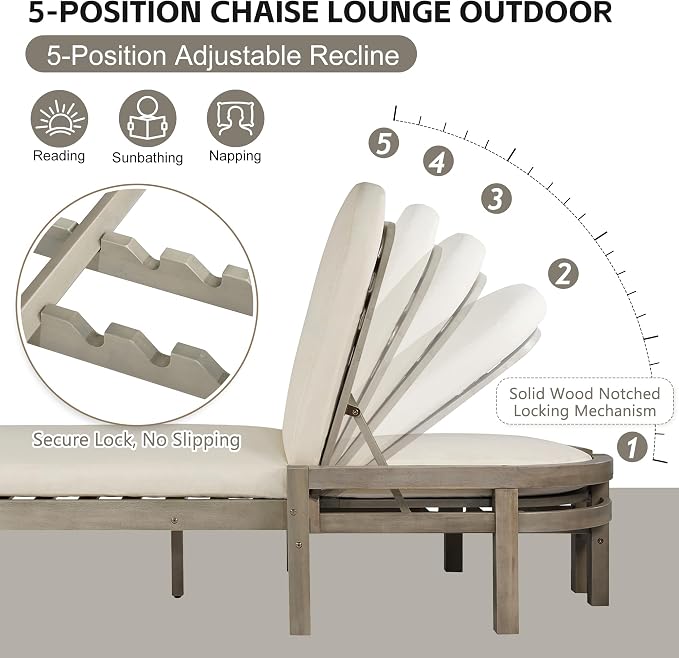 Outdoor Chaise Lounge Chair Set of 4, Patio Chaise Lounge Recliner - Image 6