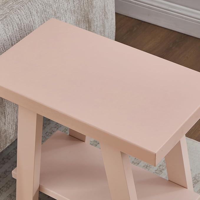 Roundhill Furniture Athens Contemporary Wood Shelf Side Table in Pink - Image 4