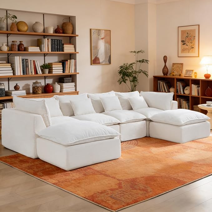 Boneless Couch Sectional Cloud Couch 130'' Oversized Modular Sectional Sofa by Fachmaih
