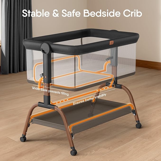 Baby Bassinet Bedside Crib, 3-in-1 Baby Bassinet Bedside Sleeper - Image 5