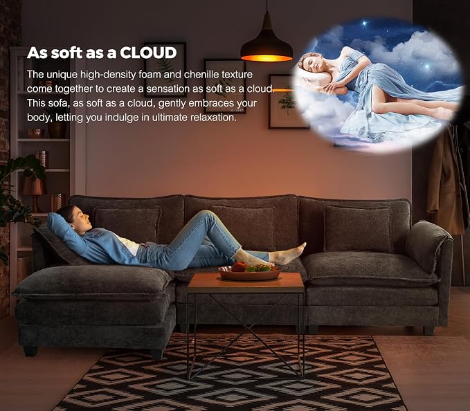 ELUCHANG Oversized 113" Modular Sectional Sofa, Comfy Cloud Couch, L Shaped - Image 8