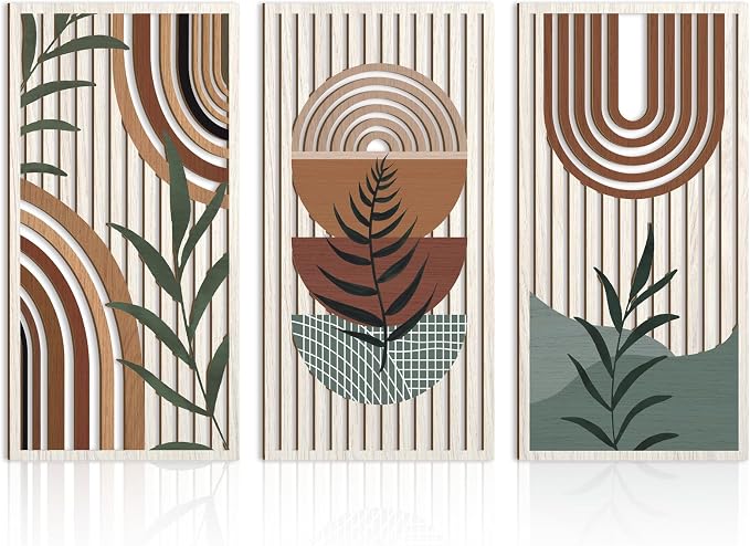 IARTTOP Large Boho Wood Wall Art 16x32 Inch Mid Century Modern Bohemian Wooden by IARTTOP