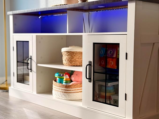 WLIVE Farmhouse TV Stand for 65 Inch TV, Tall Entertainment Center - Image 7