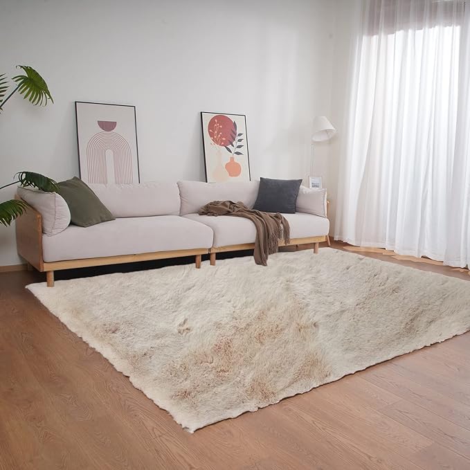 Ghouse Ultra Soft Faux Rabbit Fur Rug 5x7, Machine Washable Area Rugs - Image 2
