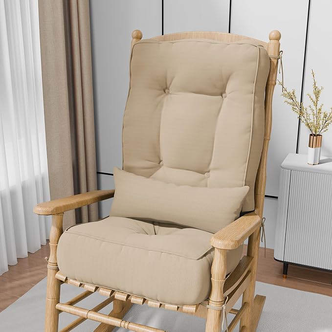 Rocking Chair Cushions with Pillow, Waterproof and Fade-Resistant Thicken by Aofeite