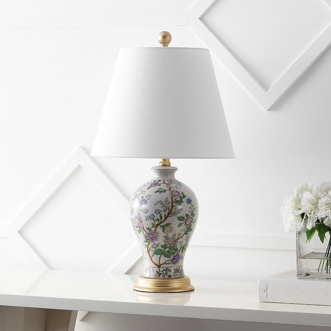 JONATHAN Y 24" Multi-Colored/Gold French Country Ceramic Floral Urn Table Lamp - Image 2