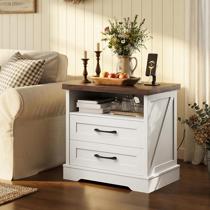 AODK 24 Inch Farmhouse Nightstand Set of 2, Bedside Tables - Image 7