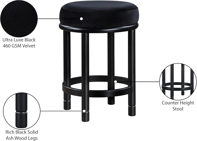 Meridian Furniture 977Black-C Monette Collection Art Deco Counter Stool - Image 7