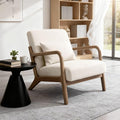 Modern Accent Chair with Wooden Frame & Linen Fabric, Mid Century Modern Chair by Unknown