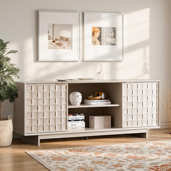 COLAMY TV Stand with Two Doors, Entertainment Center 59" with Adjustable by COLAMYHOME