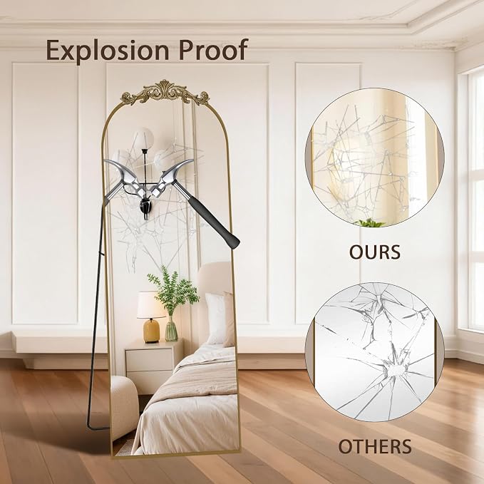 MISSDAY Vintage Baroque Full Length Mirror, Full Metal Frame Stand Up Retro - Image 5
