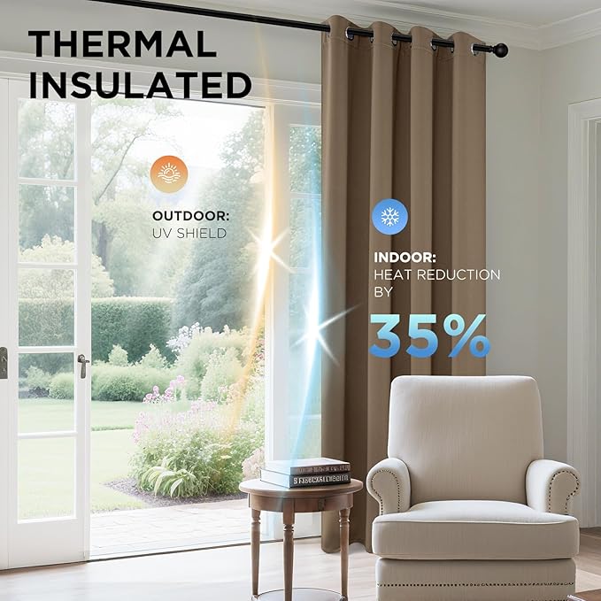 Joydeco Blackout Curtains 95 Inches Long 1 Panel, Thermal Insulated Long - Image 4