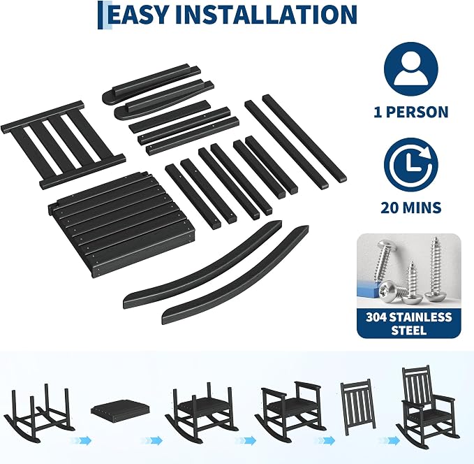 GarveeLife Rocking Chair Outdoor Set of 2 - Image 6