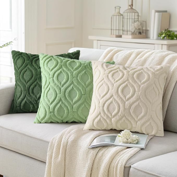 decorUhome Summer Throw Pillow Covers 24x24 Inch Set of 2, Soft Plush Faux Wool - Image 4