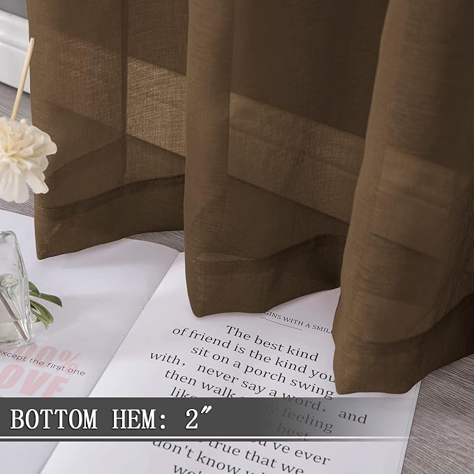Tollpiz Short Sheer Curtain Linen Textured Living Room Curtains Sheer Light - Image 4