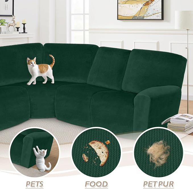 Arfntevss Sectional Recliner Couch Covers Velvet Corner Sectional Sofa Cover - Image 7