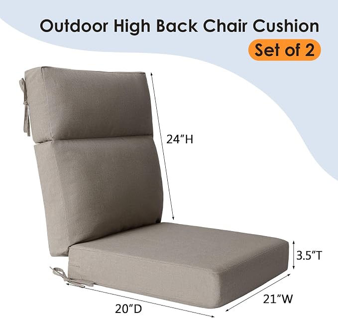 Unimatta Sunbrella Outdoor High Back Chair Cushion Seat Pads, 44 x 21 Inch - Image 6