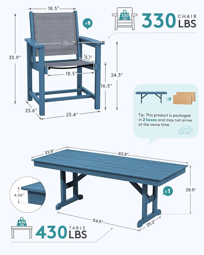SERWALL 9 Piece Outdoor Dining Set - Image 2