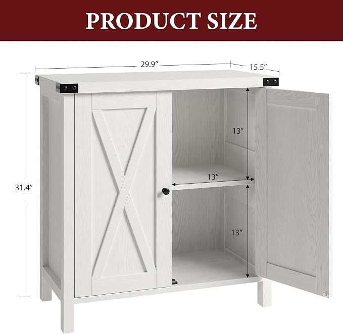 GarveeHome Small Storage Cabinet, Farmhouse Sideboard Buffet Cabinet - Image 2