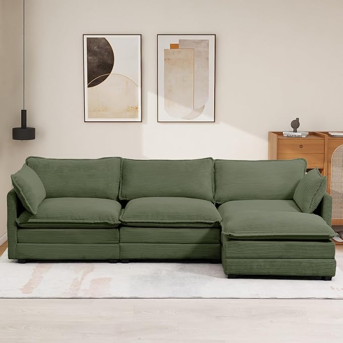 112'' Sectional Modular Cloud Couch, Oversized L Shaped 3 Seat Sofa - Image 7